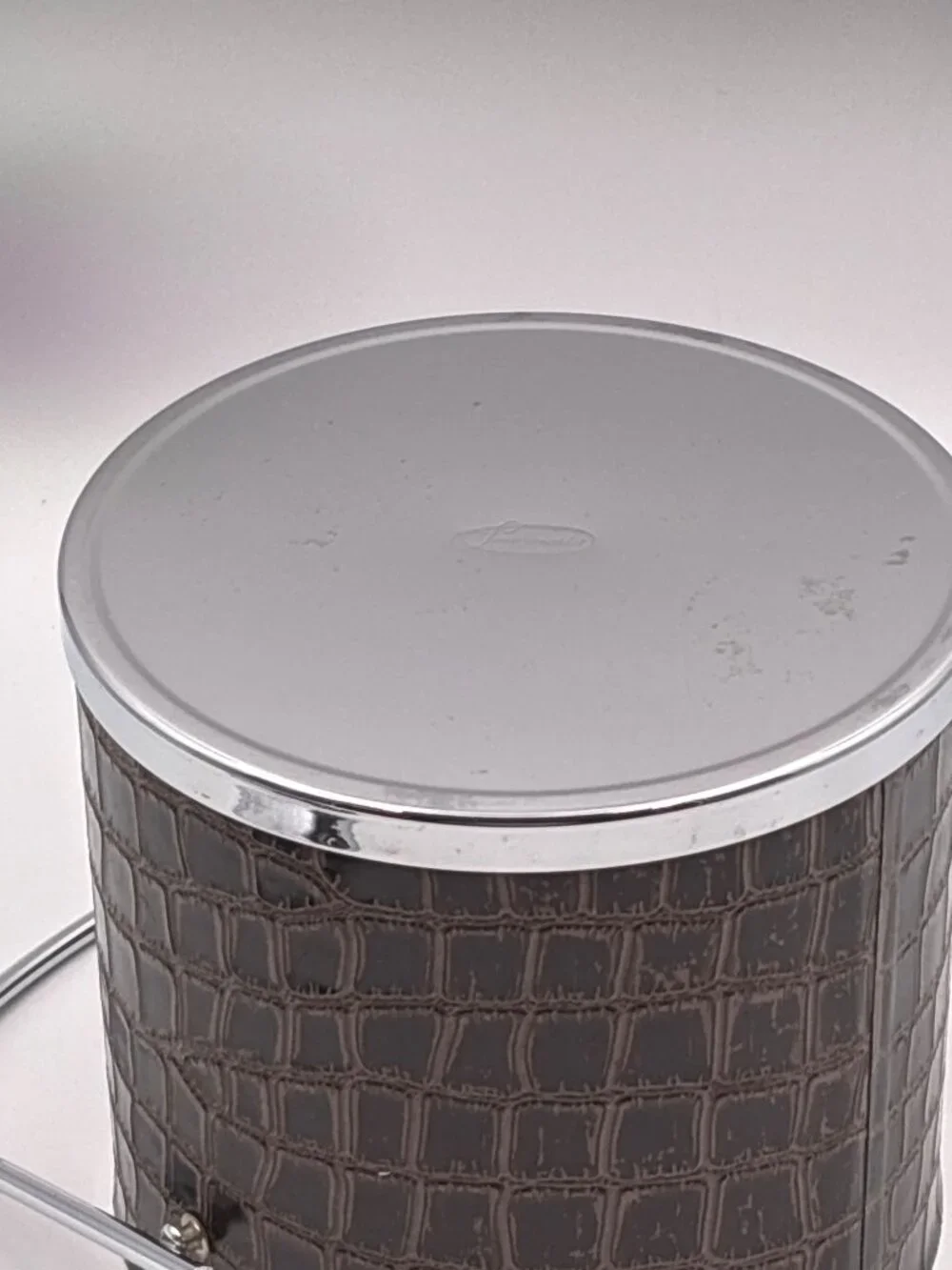 Serv-Master Creations Brown Faux Alligator Croc Ice Bucket Chrome Handle Lid